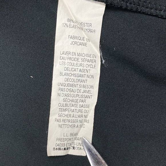 LL Bean Fitness Dress XL Black V Neck Short Sleeves Stretch Fitted Zipper Pocket - Picture 16 of 16